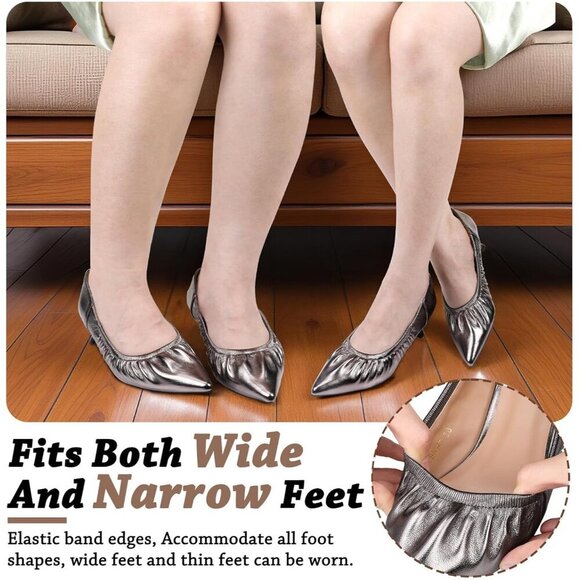 🆕 Gunmetal Kitten Heel Bridal Pleated Pumps Slip-On Pointed Toe Dress Shoes - Picture 4 of 7